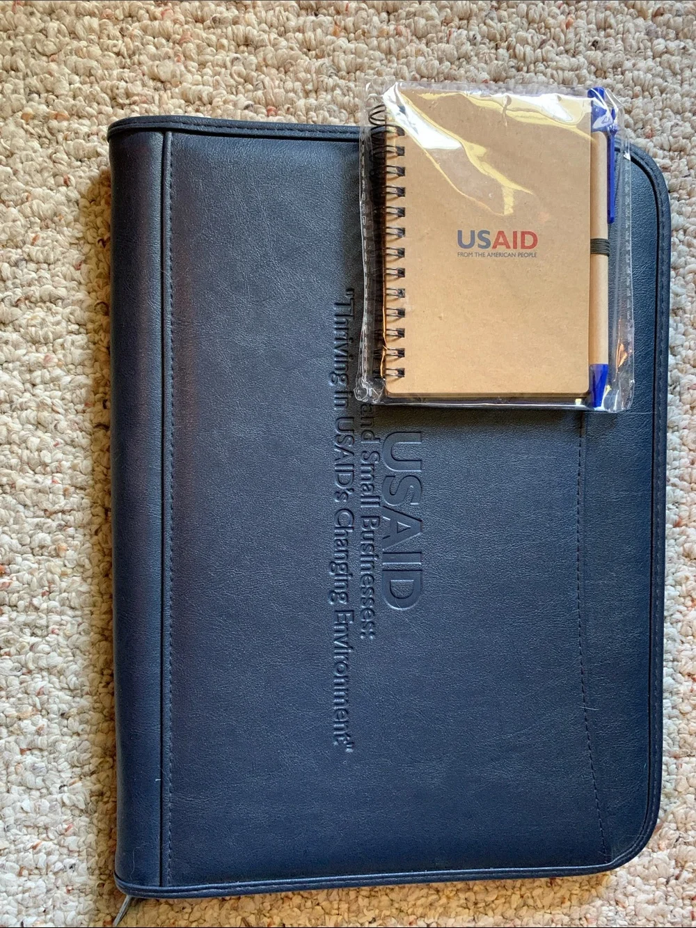 USAID Black Leather Tablet Portfolio with Branded Notebook